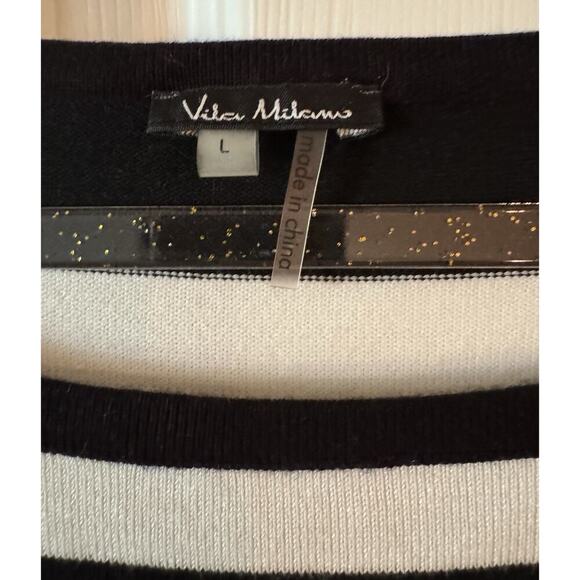 Vila Milano Womens Size L Black/White/Red Striped Soft Dolman Sleeve Sweater - Picture 2 of 7